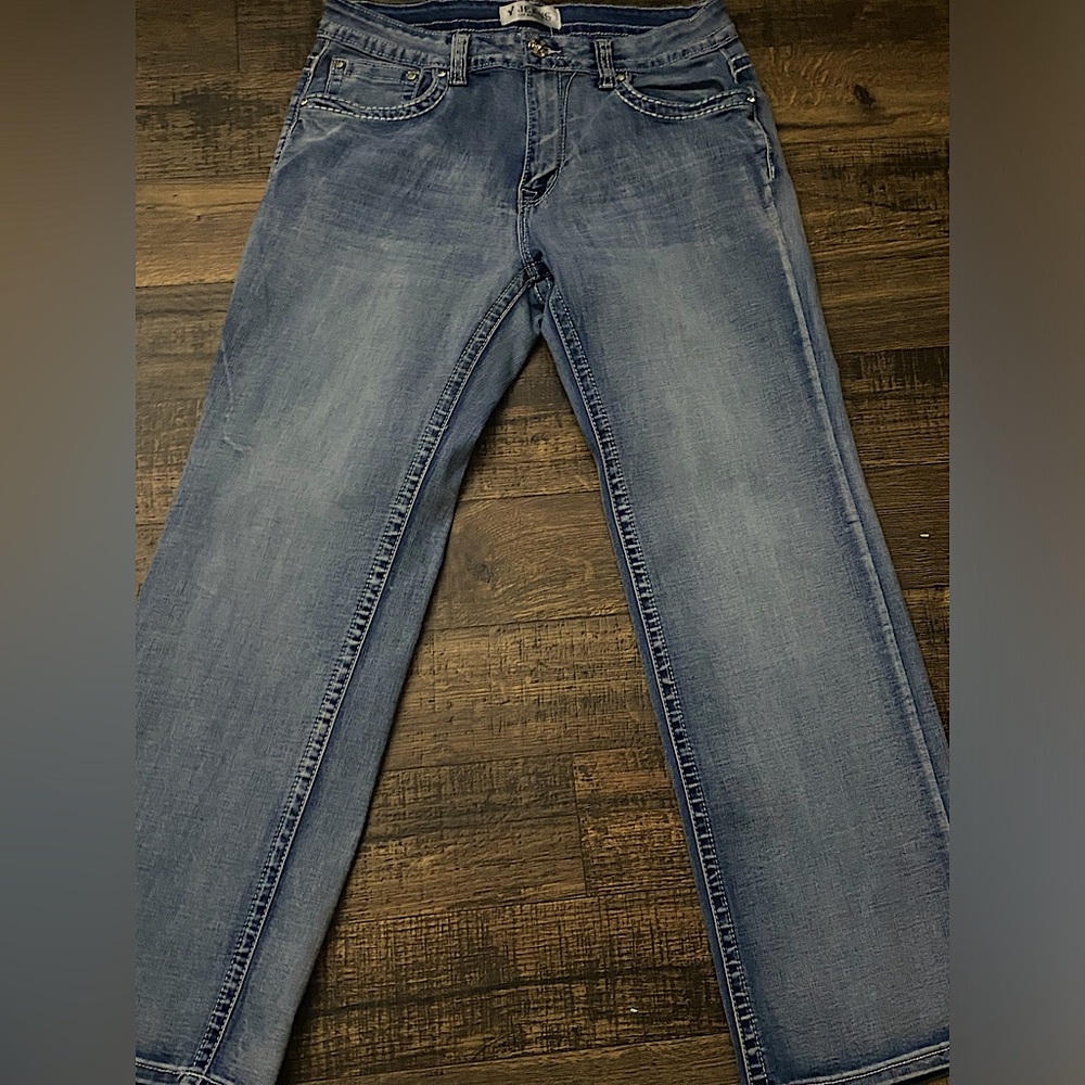 Unworn Y Los Angeles bootcut jeans, color blue, size 15/16